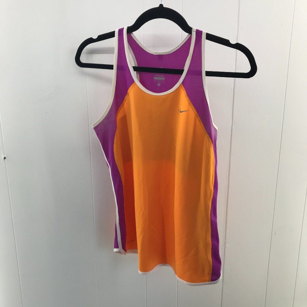 Nike dri-fit orange purple white mesh fitness tank top size M